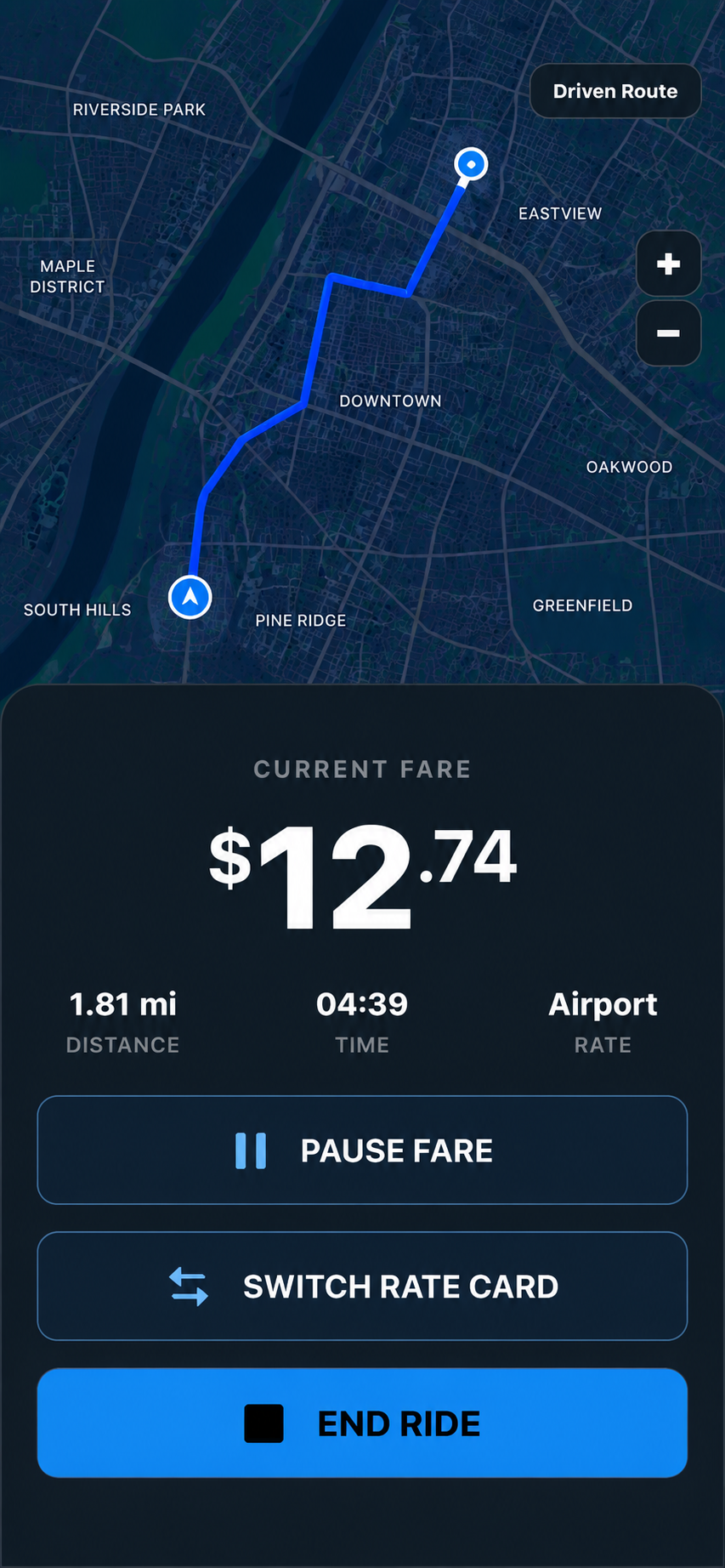 Metro Meter live fare screen